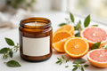 Citrus Grove soy candle in amber glass jar